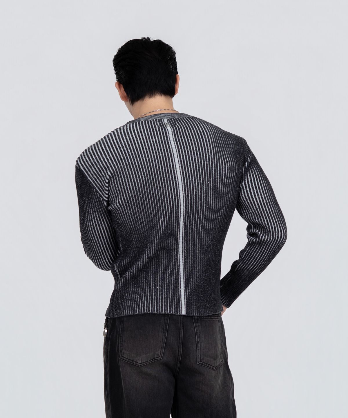 포스333(PHOS333) M Ribbed Knit Sweater/Black
