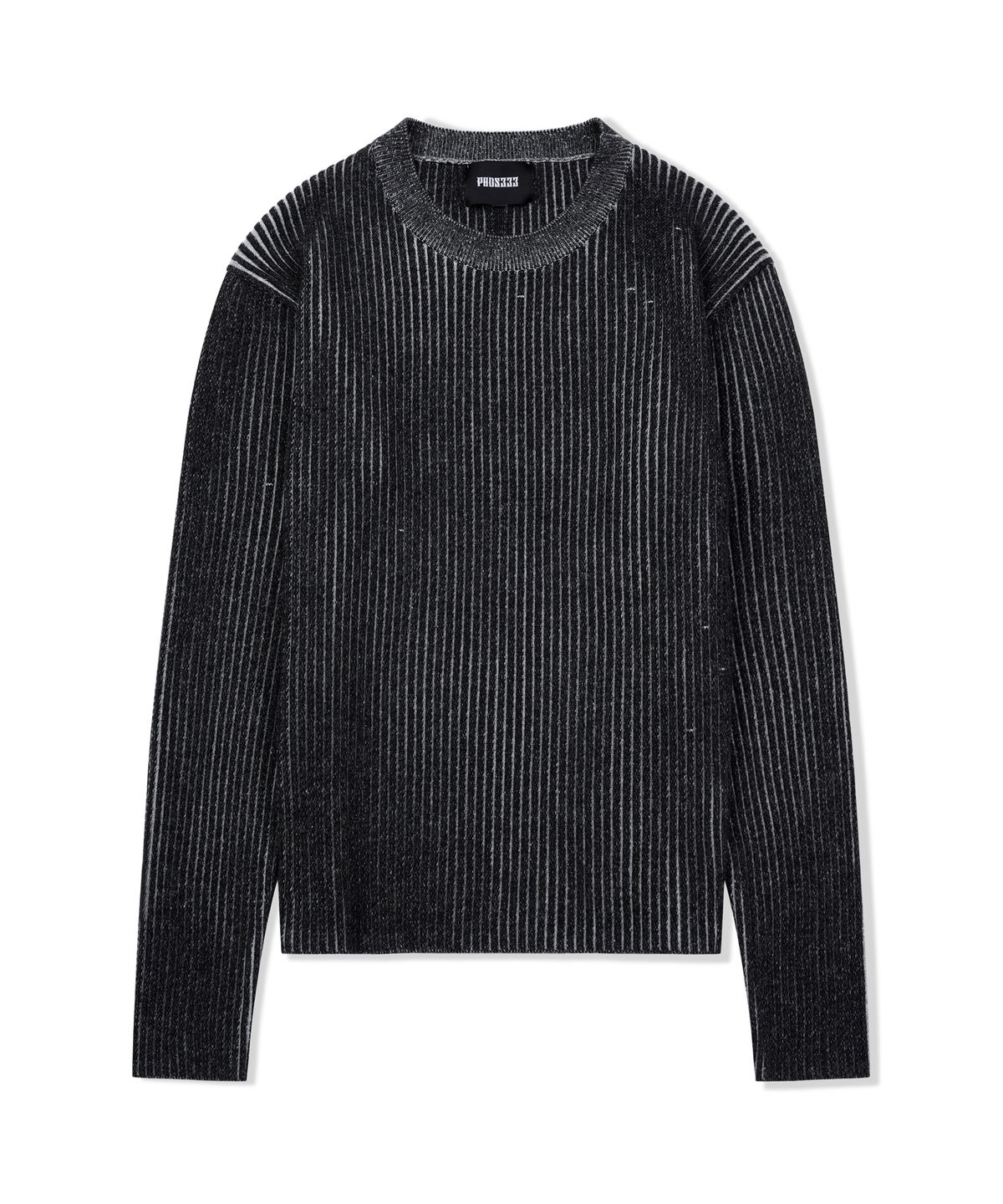 포스333(PHOS333) M Ribbed Knit Sweater/Black