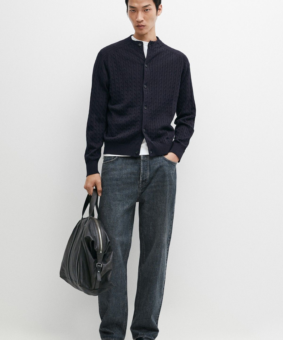 마시모두띠(MASSIMO DUTTI) 케이블 코튼 블렌드 니트 가디건