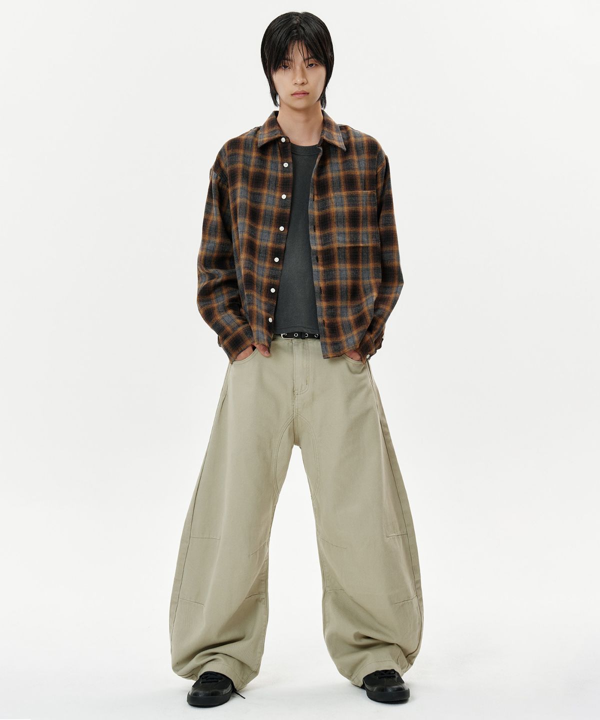 딥센스(DEEP SENSE) Ombre Plaid Crop Shirt - 2color