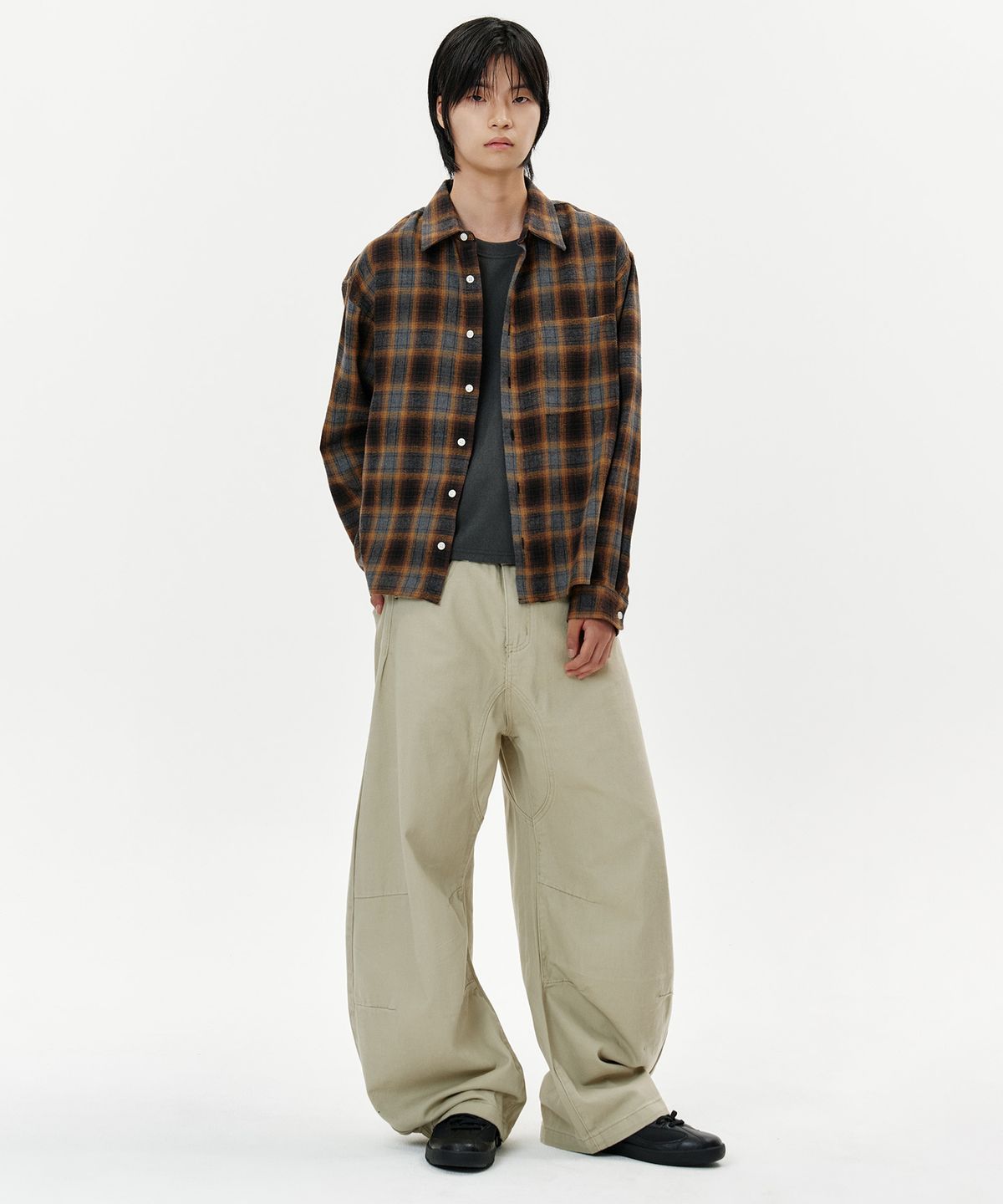 딥센스(DEEP SENSE) Ombre Plaid Crop Shirt - 2color