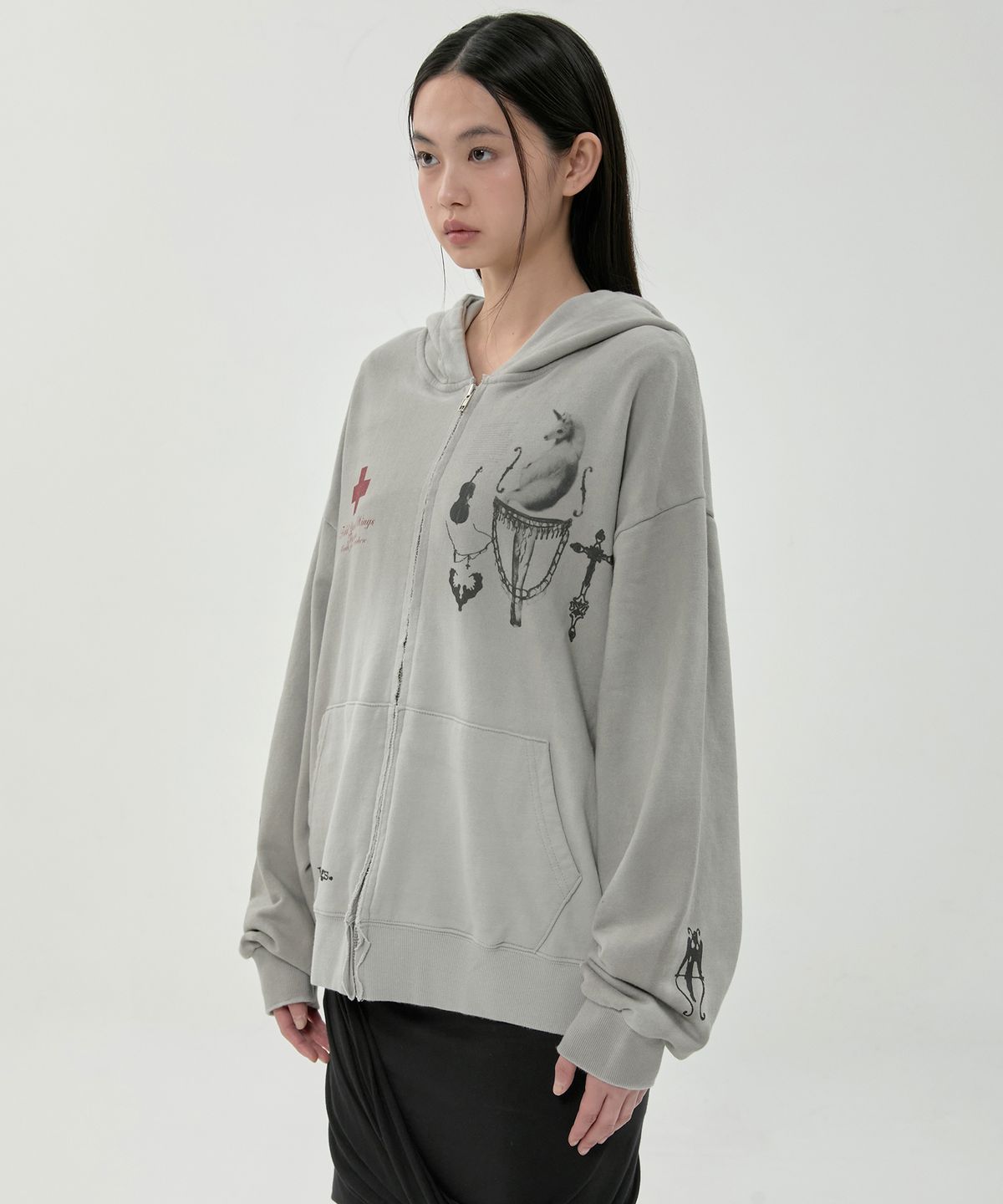 플레어업(FLAREUP) Dirty-Washed Zip Hoodie (FL-066_Gray)