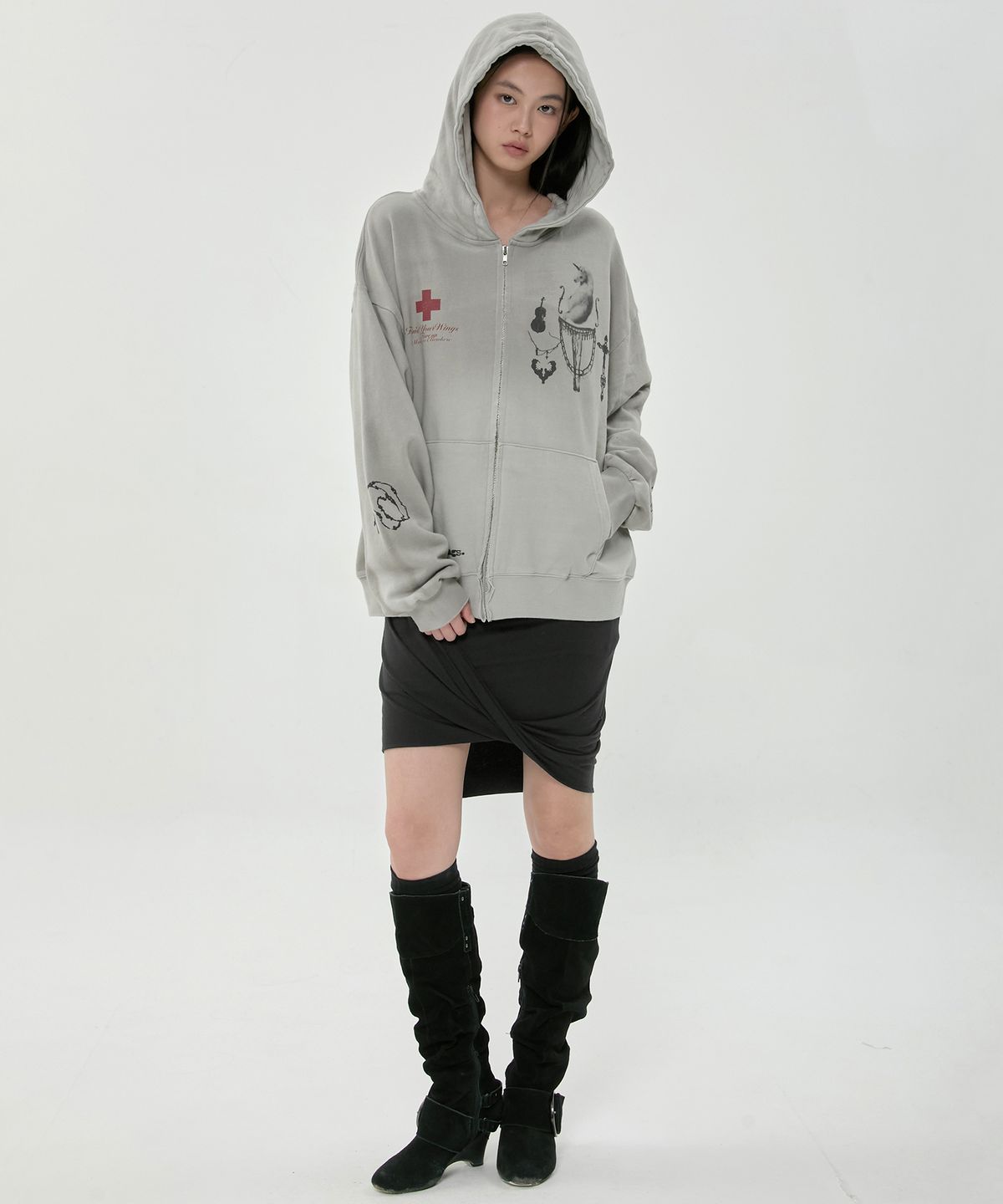 플레어업(FLAREUP) Dirty-Washed Zip Hoodie (FL-066_Gray)