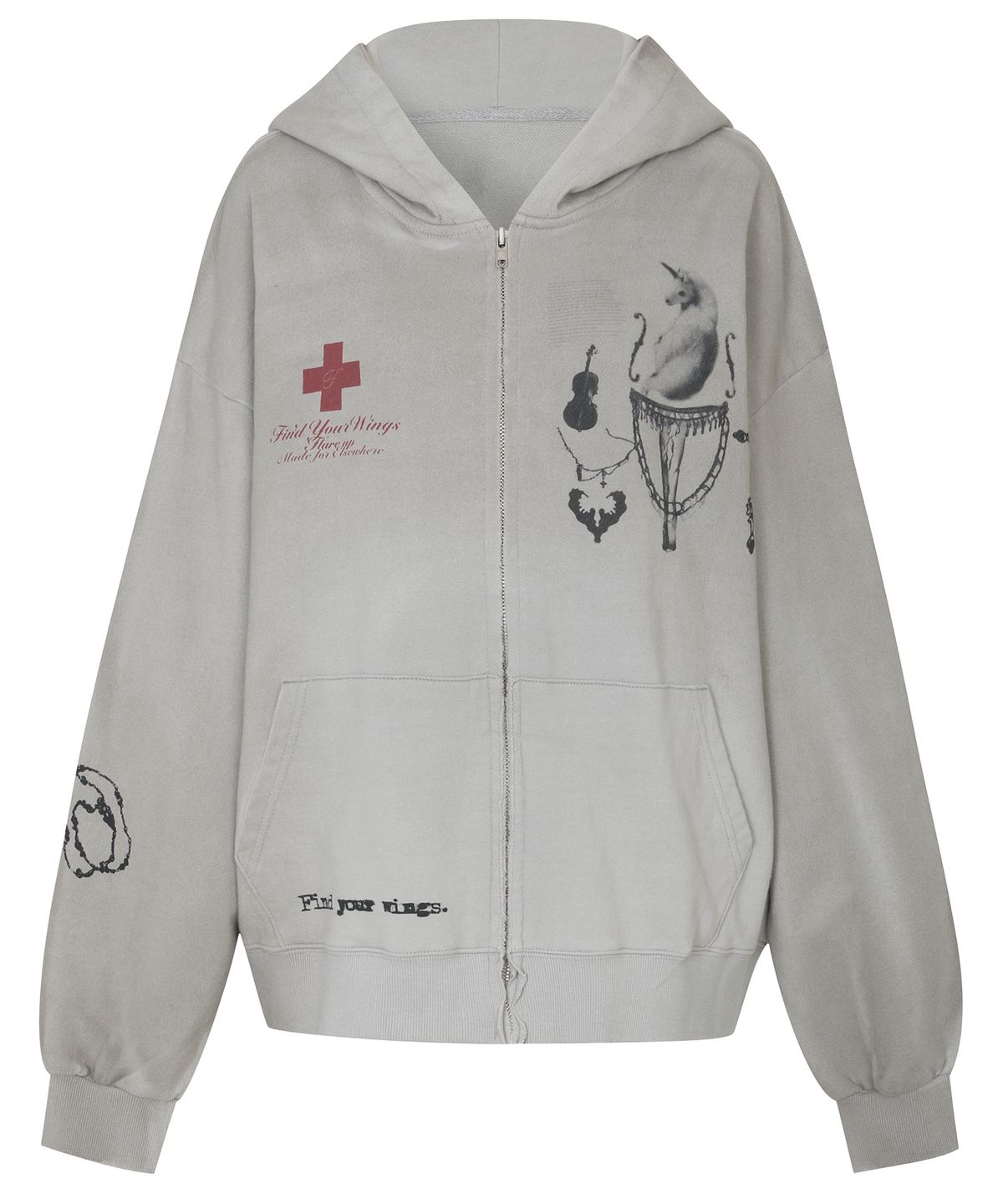 플레어업(FLAREUP) Dirty-Washed Zip Hoodie (FL-066_Gray)