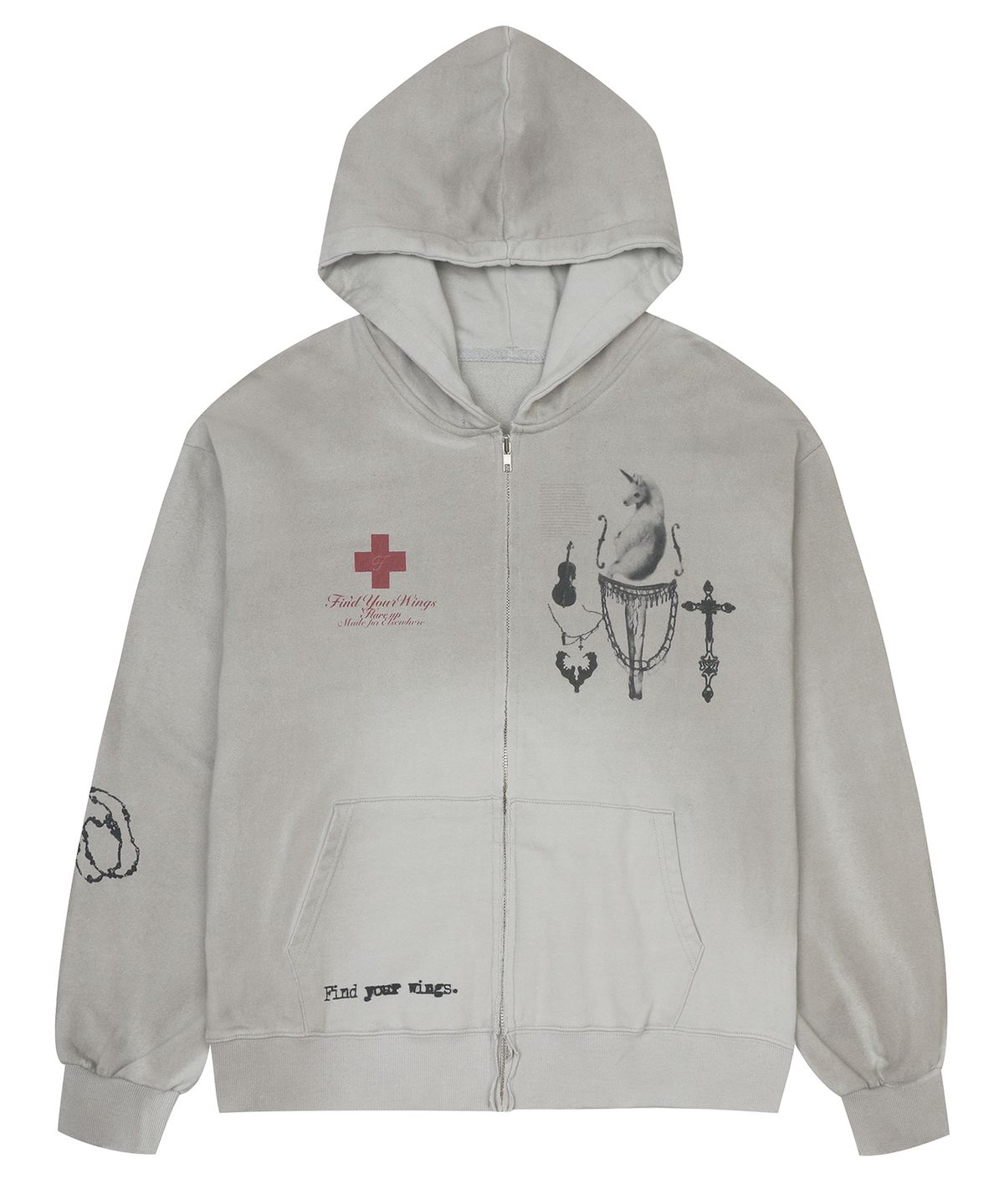 플레어업(FLAREUP) Dirty-Washed Zip Hoodie (FL-066_Gray)