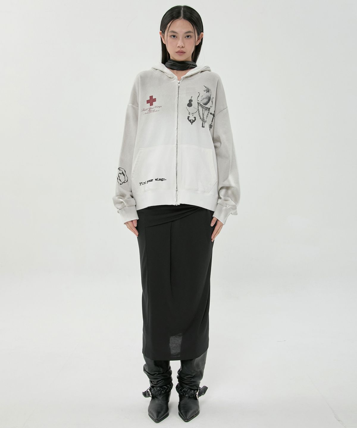 플레어업(FLAREUP) Dirty-Washed Zip Hoodie (FL-066_Off White)