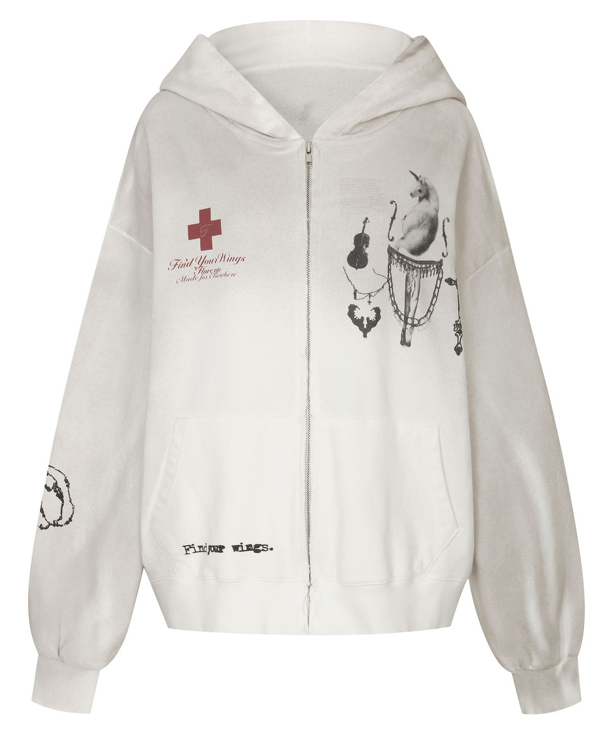플레어업(FLAREUP) Dirty-Washed Zip Hoodie (FL-066_Off White)
