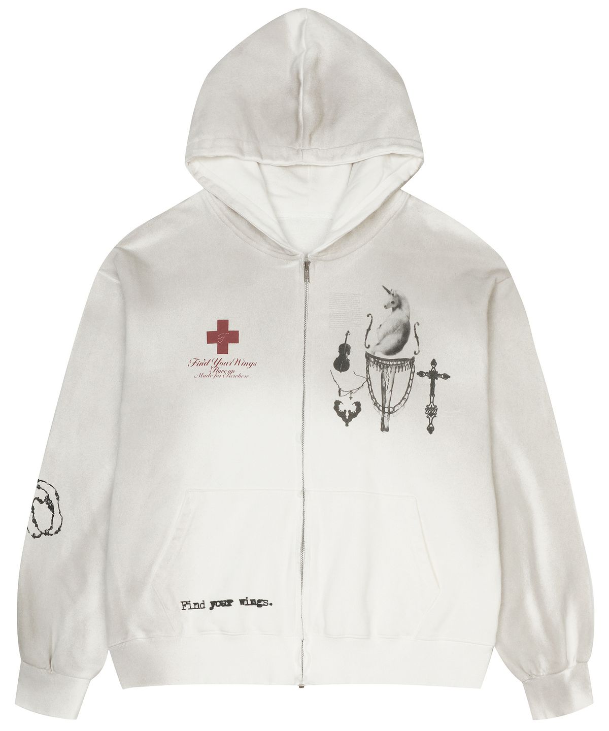 플레어업(FLAREUP) Dirty-Washed Zip Hoodie (FL-066_Off White)