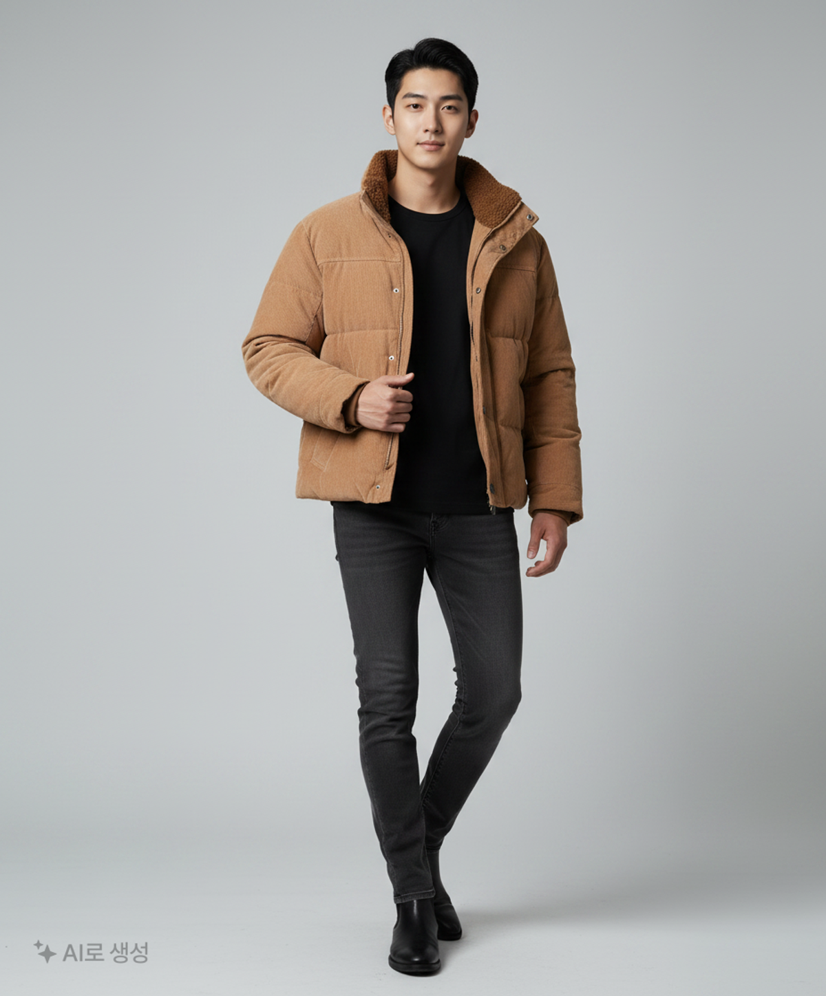 버커루(BUCKAROO) 코듀로이 하이넥 다운점퍼 M