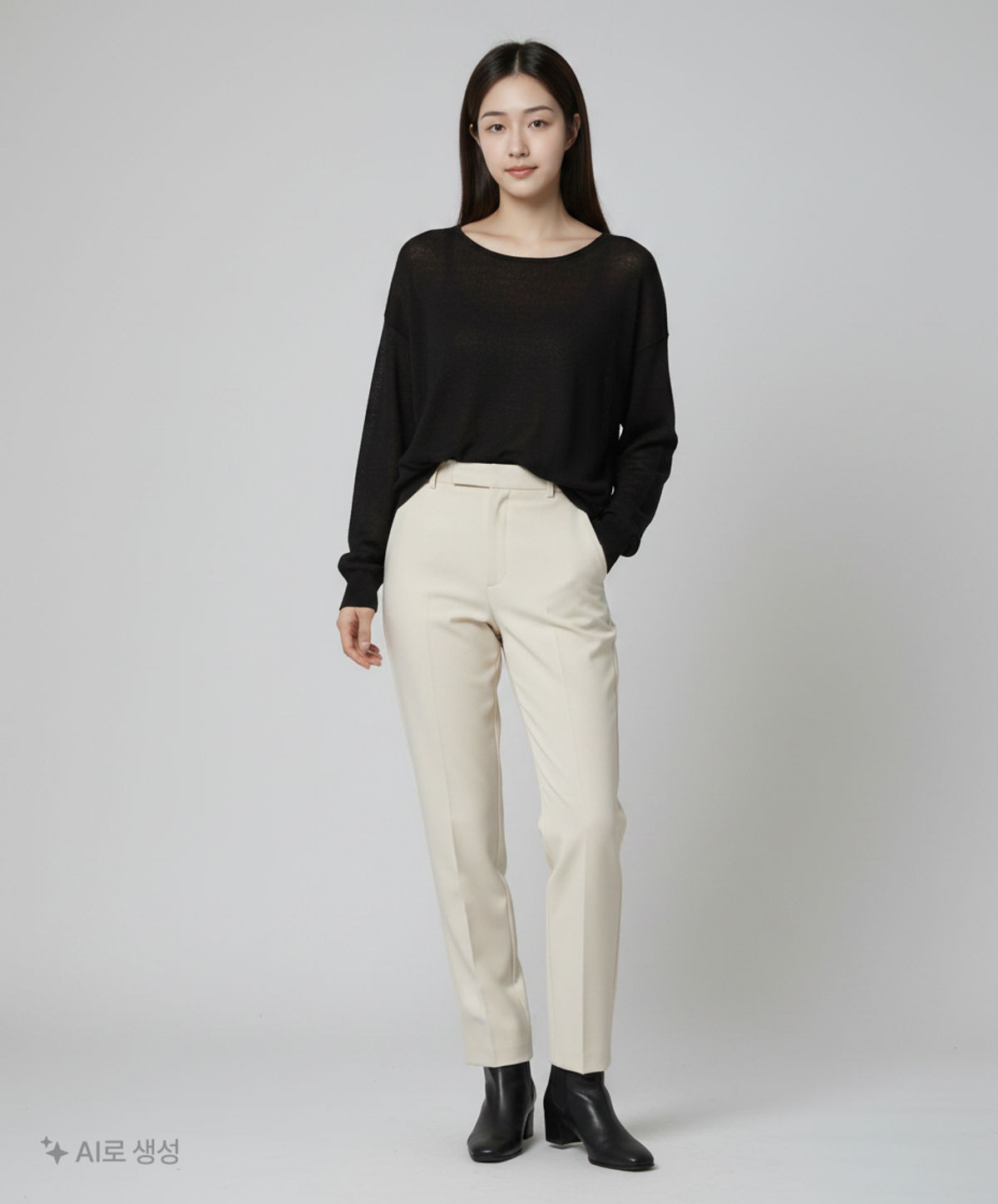 모이아(MOIA) linen round knit (black) S