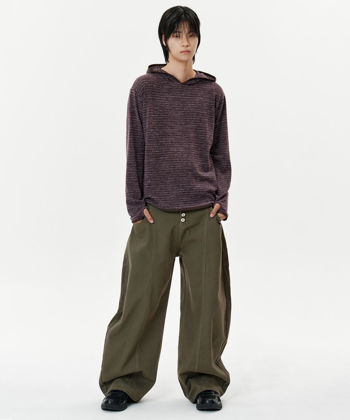 딥센스(DEEP SENSE) 4-Button Curved Pants - brown