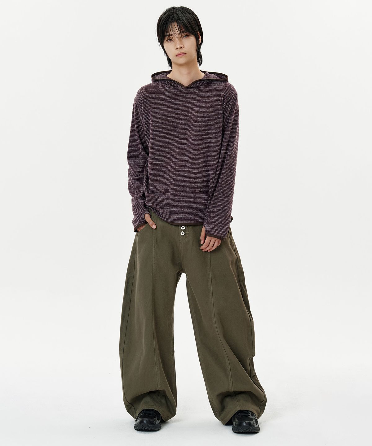 딥센스(DEEP SENSE) 4-Button Curved Pants - brown