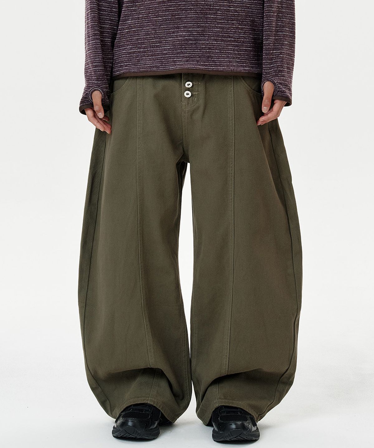 딥센스(DEEP SENSE) 4-Button Curved Pants - brown