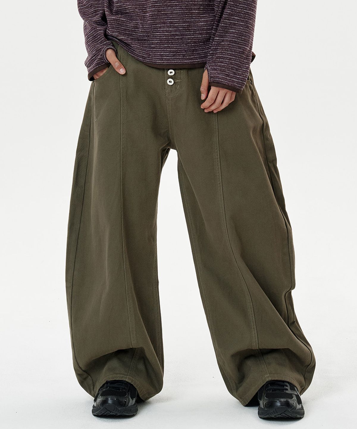 딥센스(DEEP SENSE) 4-Button Curved Pants - brown