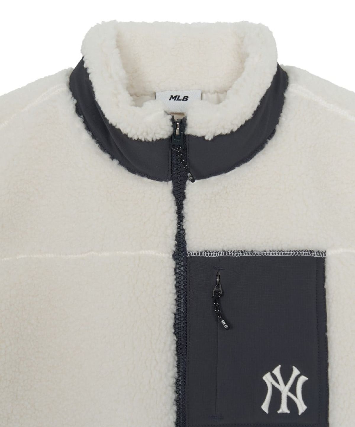 엠엘비 키즈(MLB KIDS) 아웃도어 포켓포인트 베스트 플리스 집업 NY (Cream)
