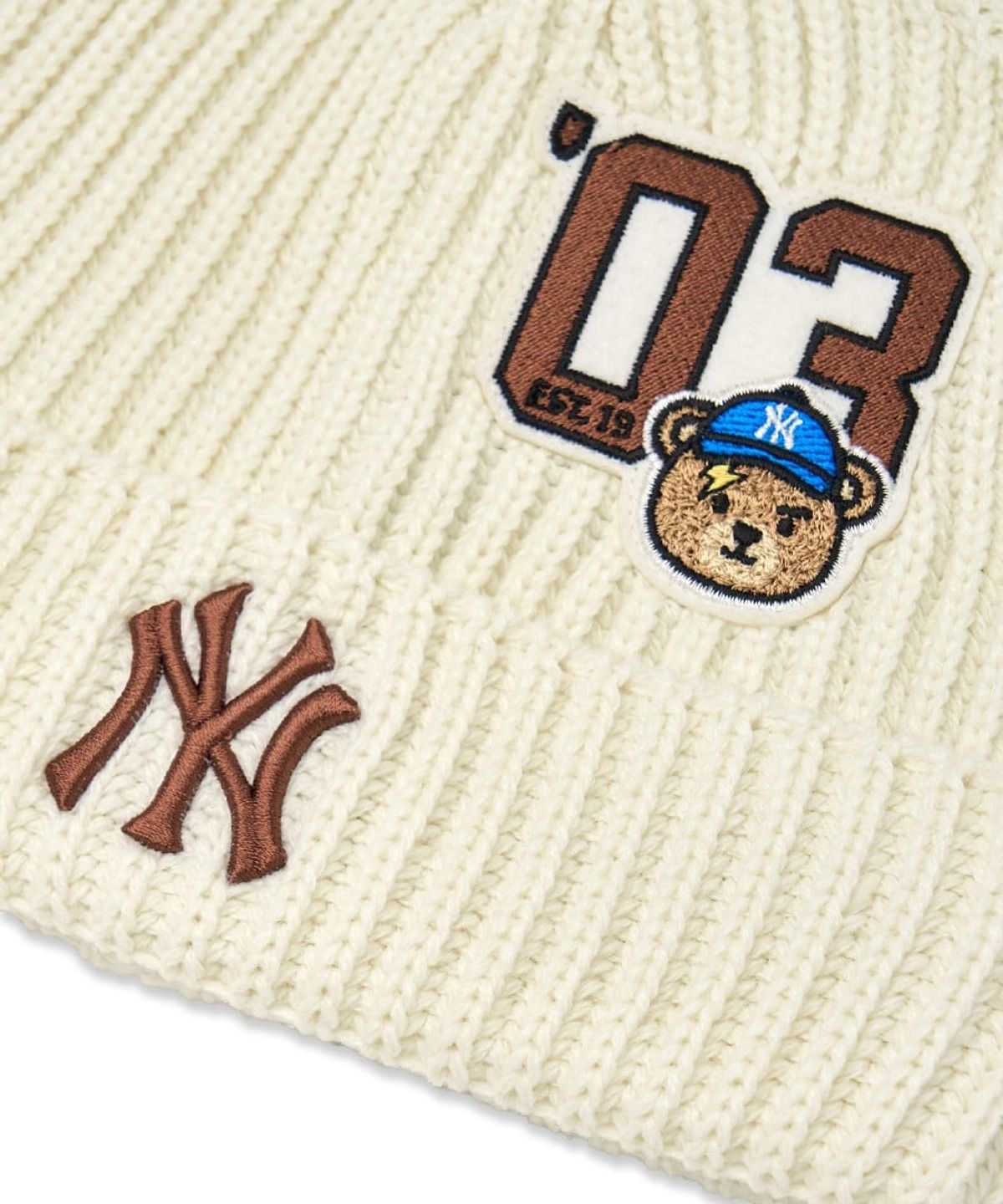 엠엘비 키즈(MLB KIDS) 메가베어 와펜 미드비니 NY (Cream)