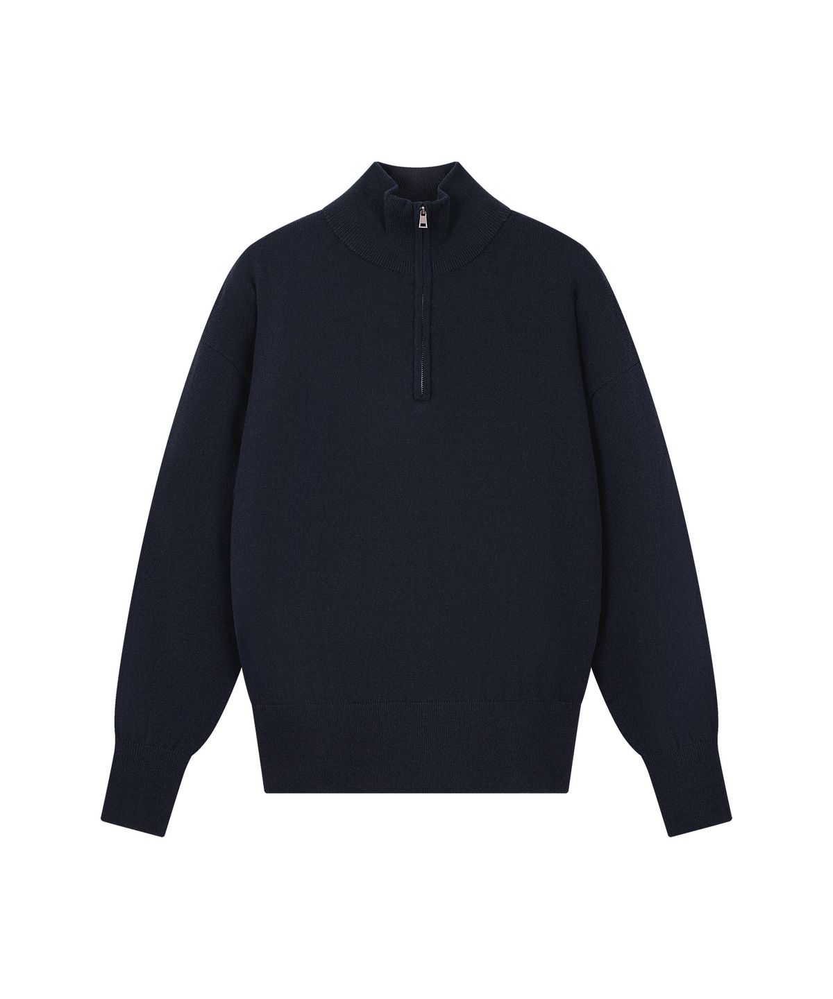 시야쥬(SIYAZU) SIKN2200 울 블렌드 하이넥 집업 니트_Navy