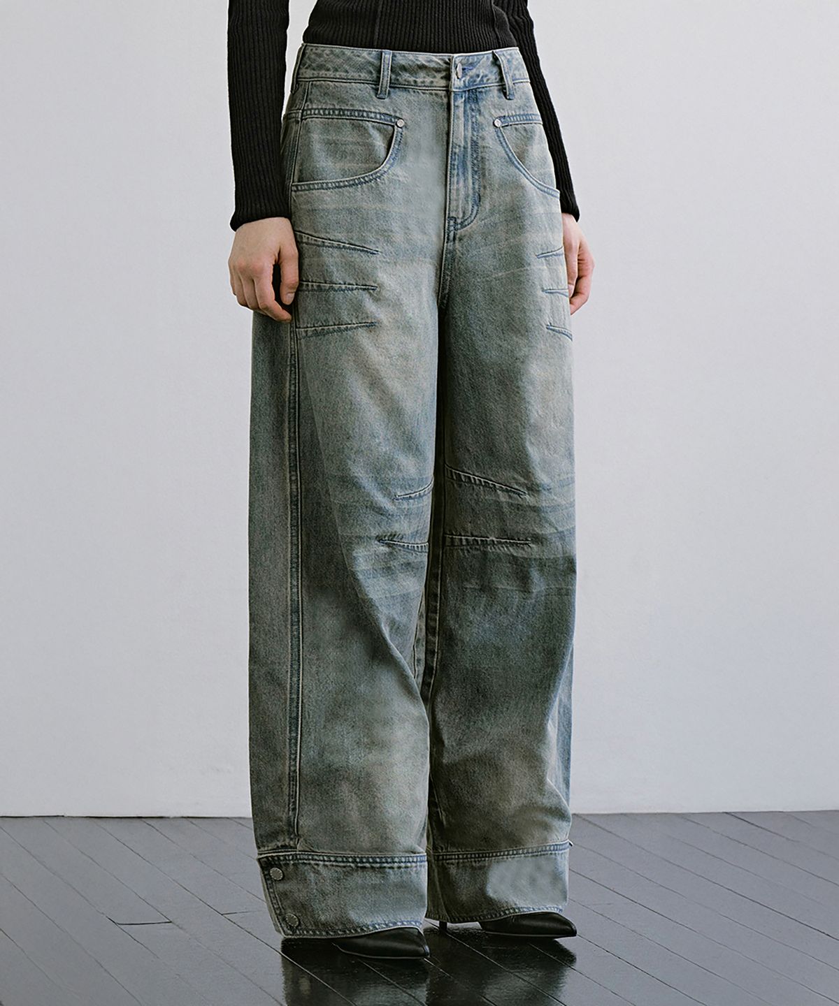 트리밍버드(TREEMINGBIRD) Darted Barrel Denim [ Blue ]