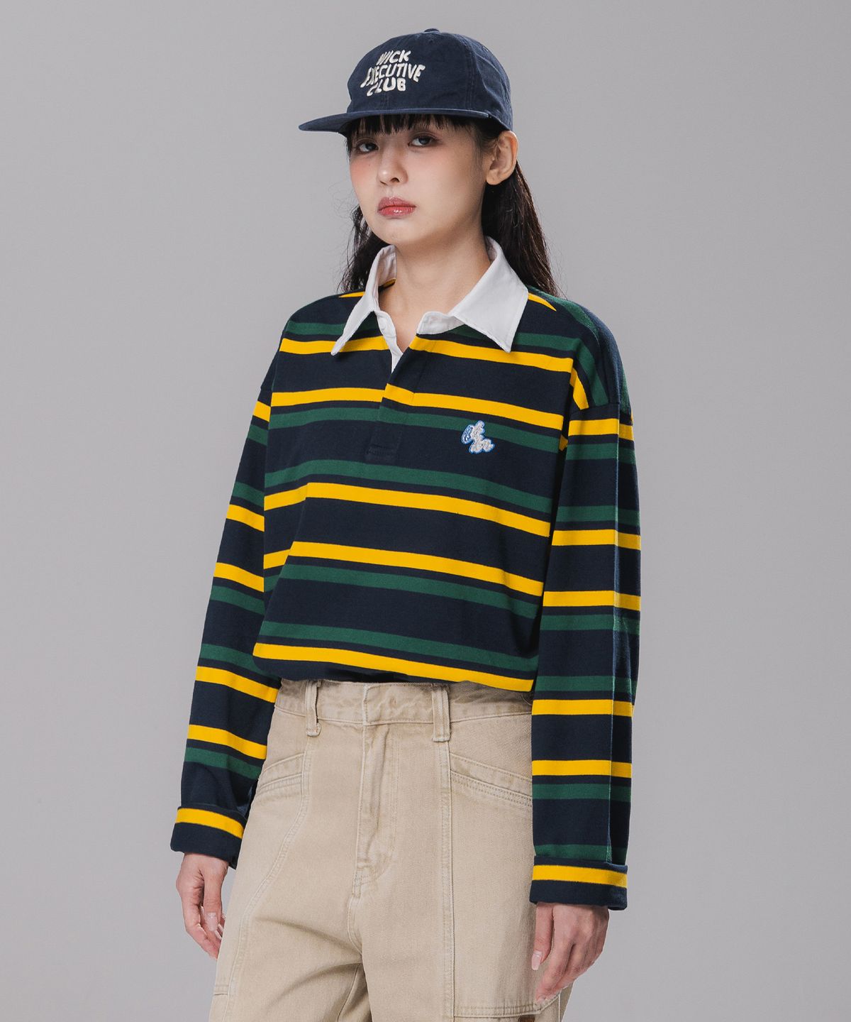 바켄(BAKKEN) [우먼] 멀티 스트라이프 럭비 카라 롱슬리브 BK7828 (3COLOR)