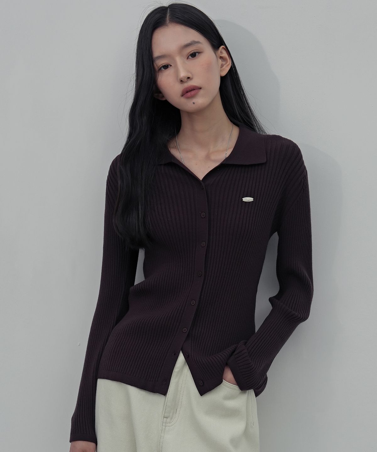 비바셔스(VIVACIOUS) 메르베유 카라 골지 롱 가디건_4COL