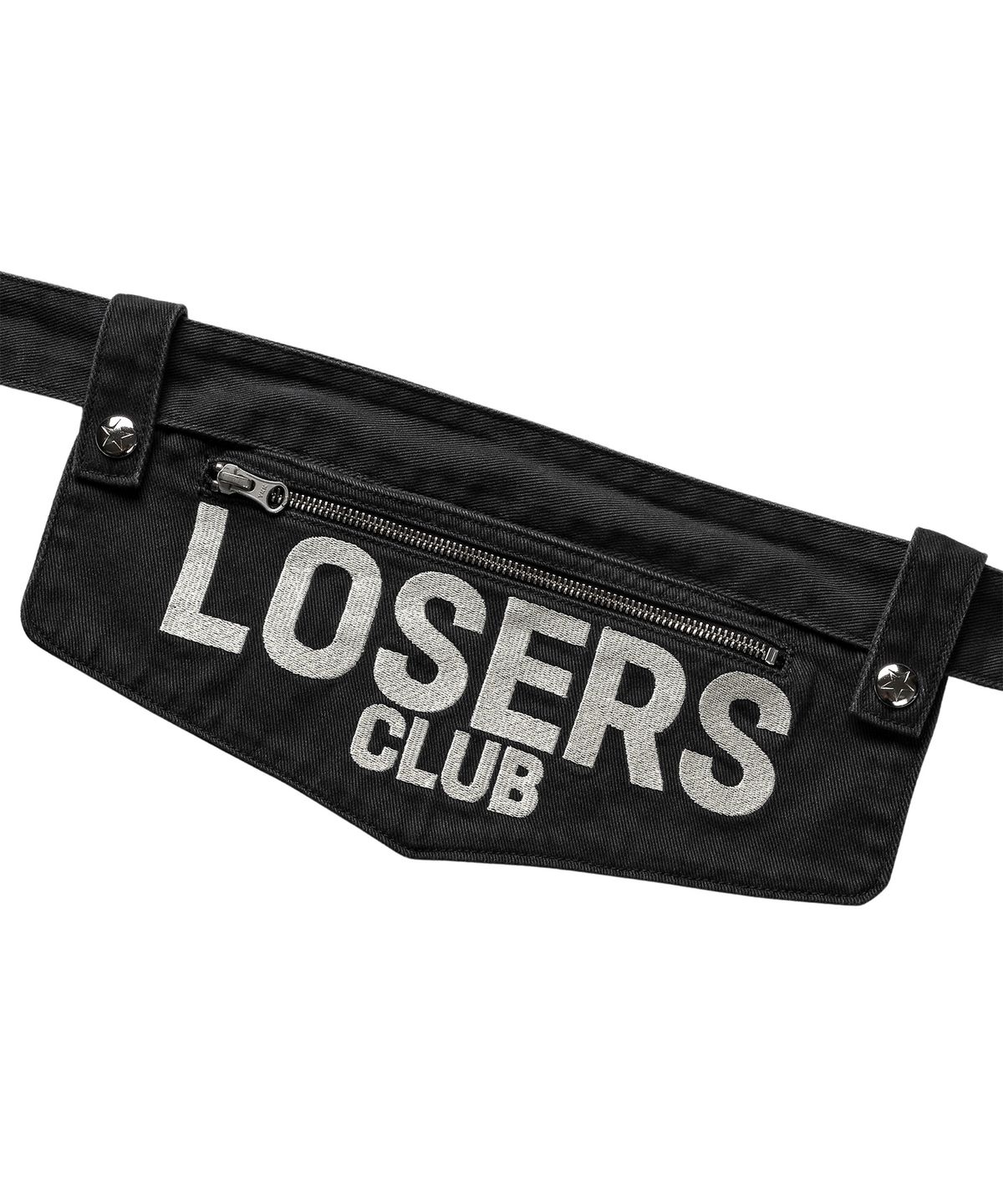 루저스클럽(LOSERS CLUB) 크로스 버튼 와이드 코튼 벨트백 팬츠 블랙