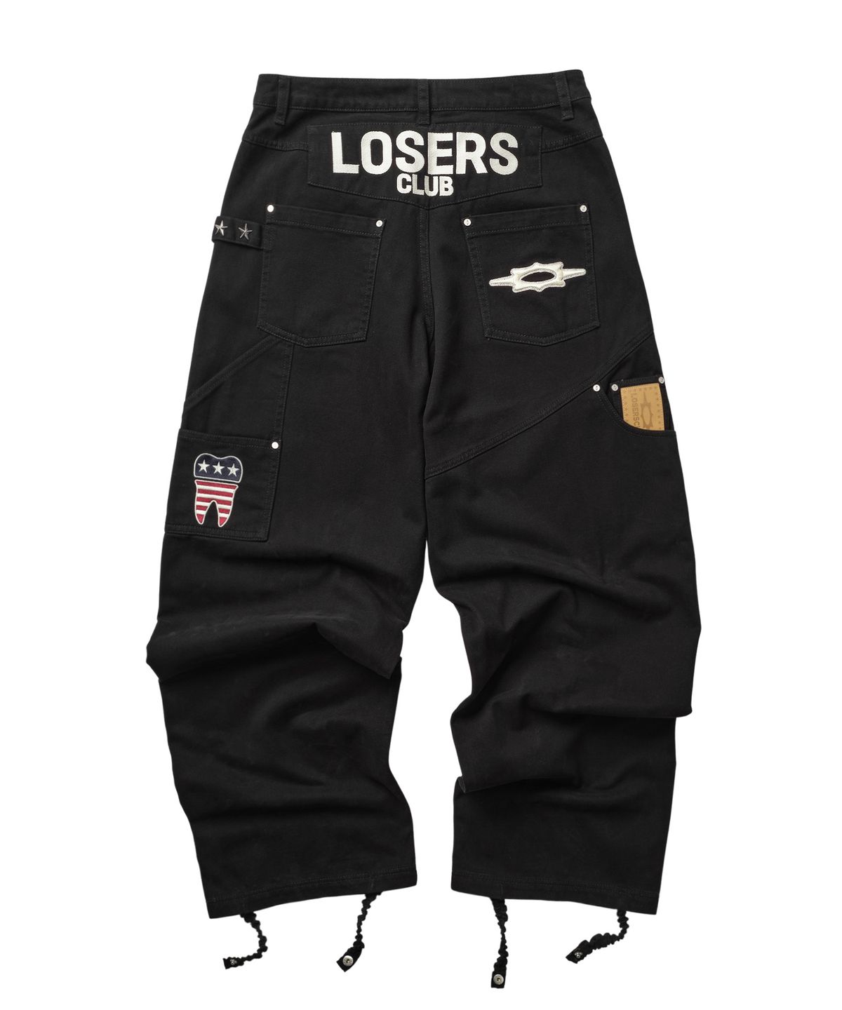 루저스클럽(LOSERS CLUB) 로고 더블니 와이드 코튼 팬츠 블랙