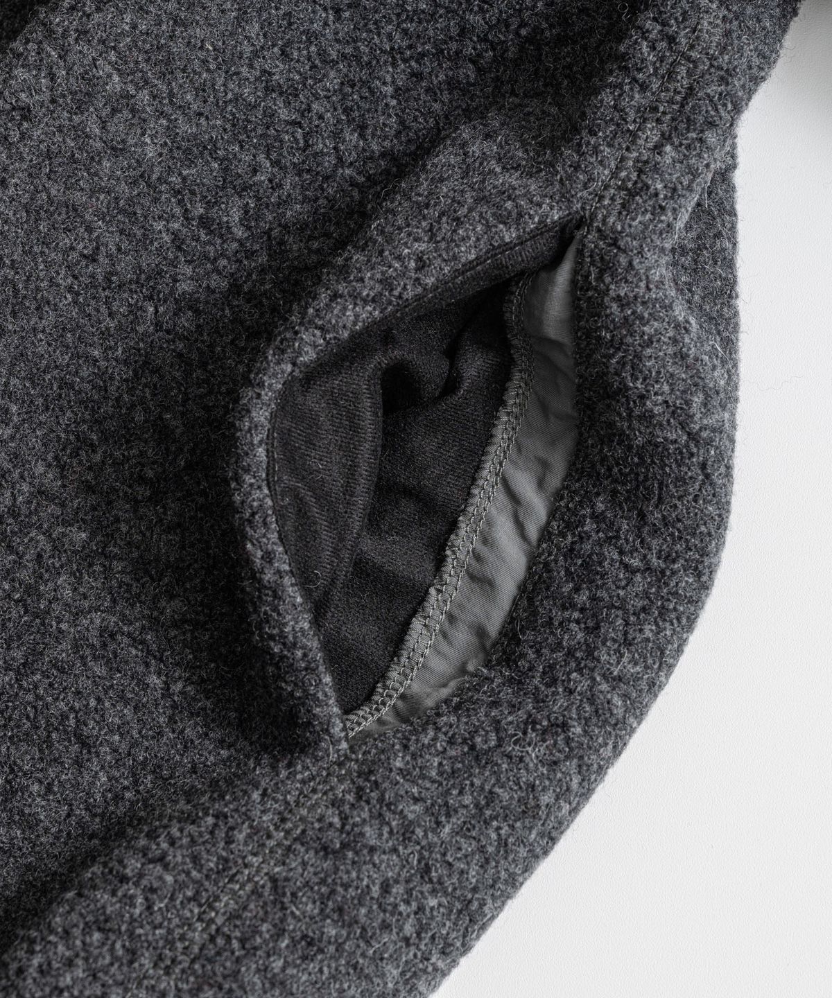 비헤비어(BEHEAVYER) WOOL PILE SNAP PULLOVER charcoal