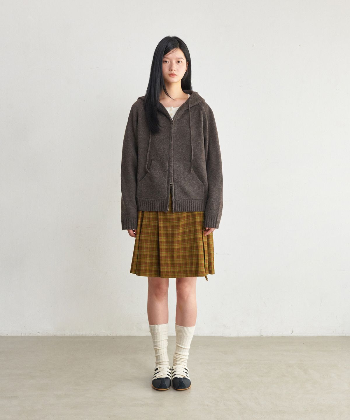 굿라이프웍스(GLW) [unisex] 투웨이 니트 후드 집업 브라운