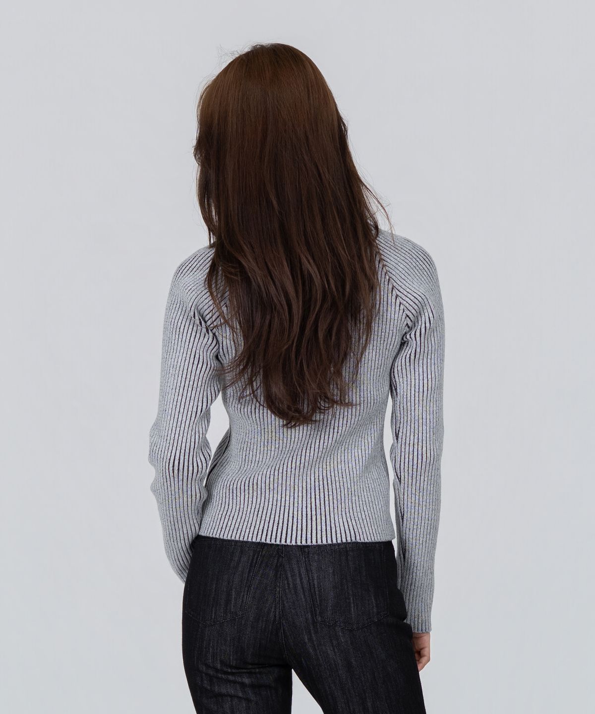 포스333(PHOS333) W Stand Neck Knit Zip-Up/Grey