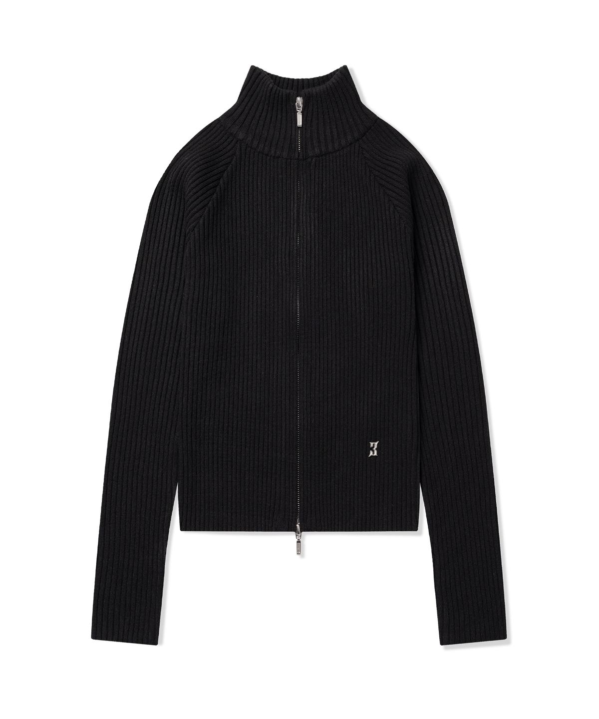 포스333(PHOS333) W Stand Neck Knit Zip-Up/Black