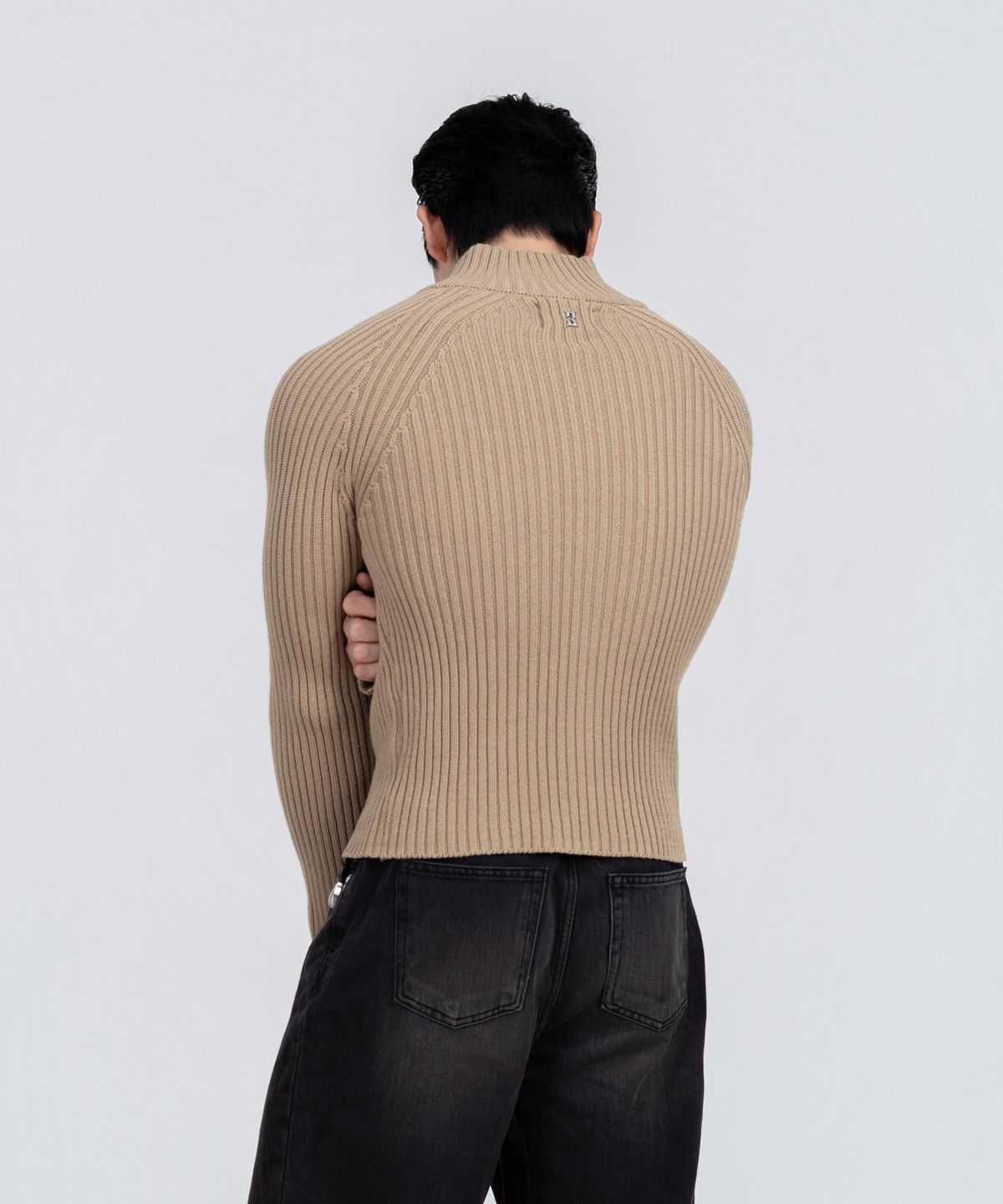 포스333(PHOS333) M Stand Neck Knit Zip-Up/Beige