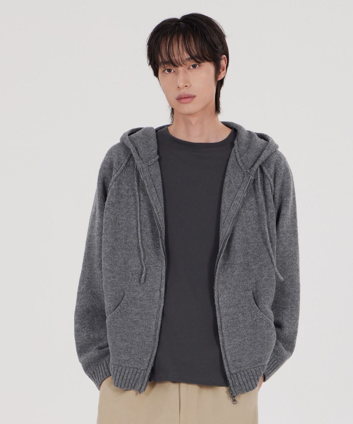 굿라이프웍스(GLW) [unisex] 투웨이 니트 후드 집업 그레이