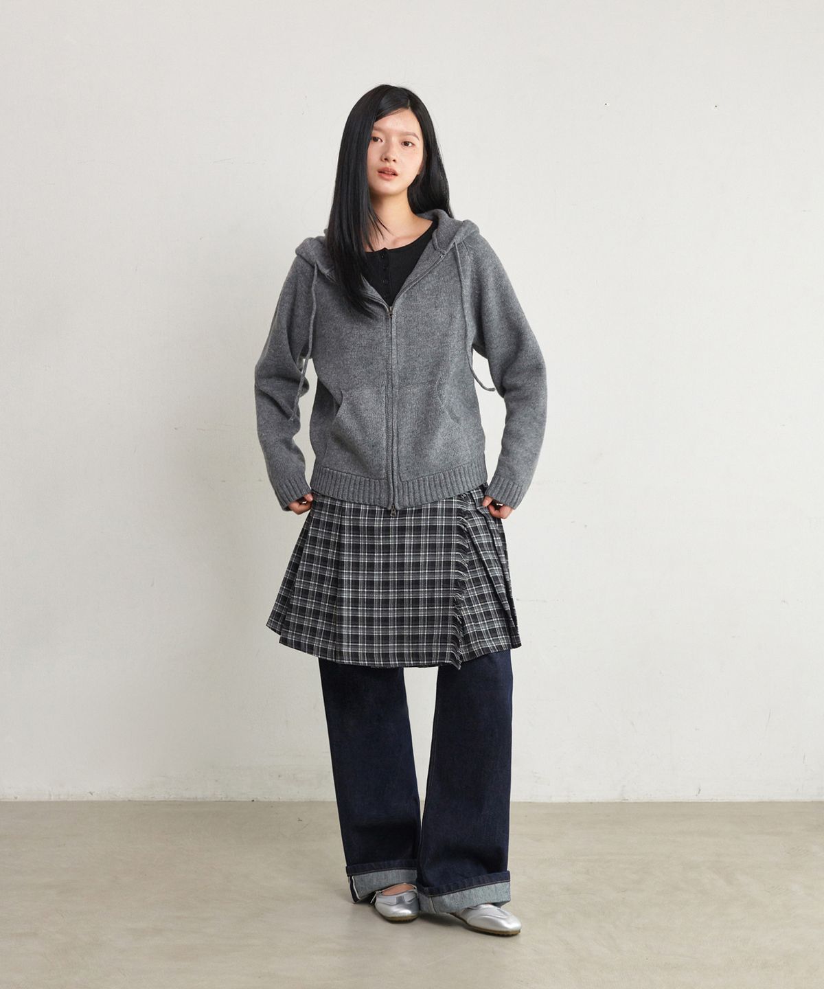 굿라이프웍스(GLW) [unisex] 투웨이 니트 후드 집업 그레이