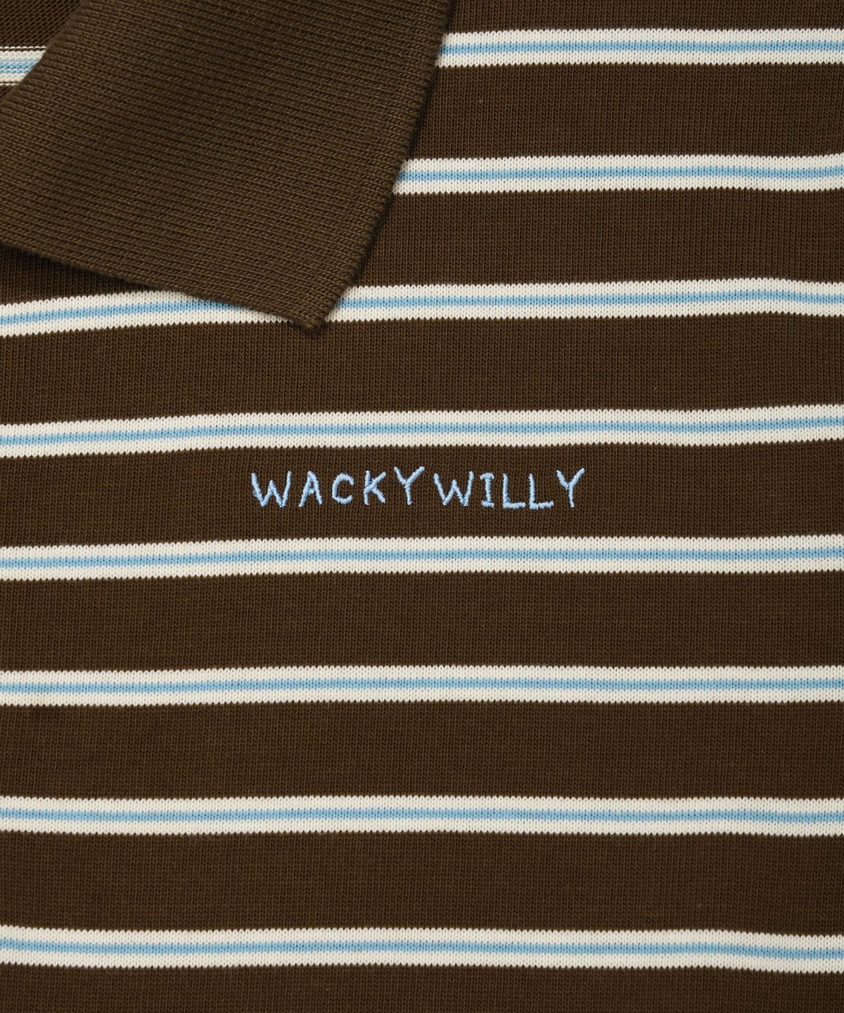 와키윌리(WACKY WILLY) 우먼스 핀스트라이프 스트링 럭비 롱슬리브 브라운
