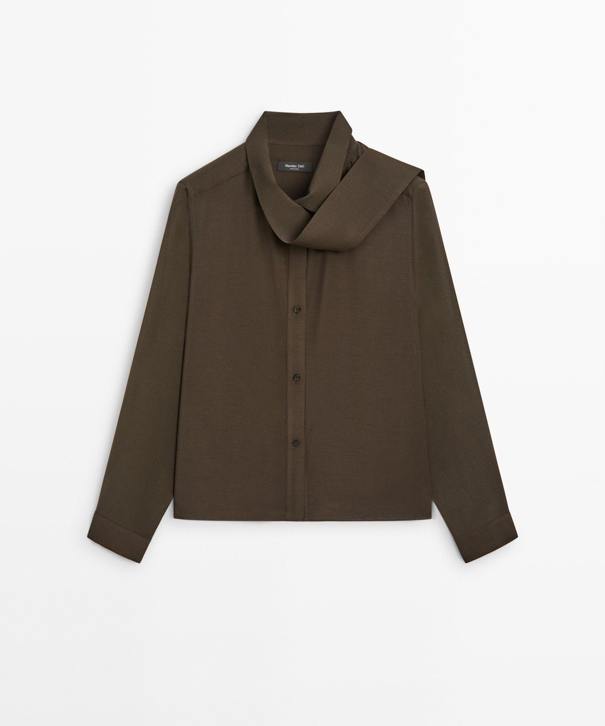 마시모두띠(MASSIMO DUTTI) 타이 디테일 세미 시어 셔츠