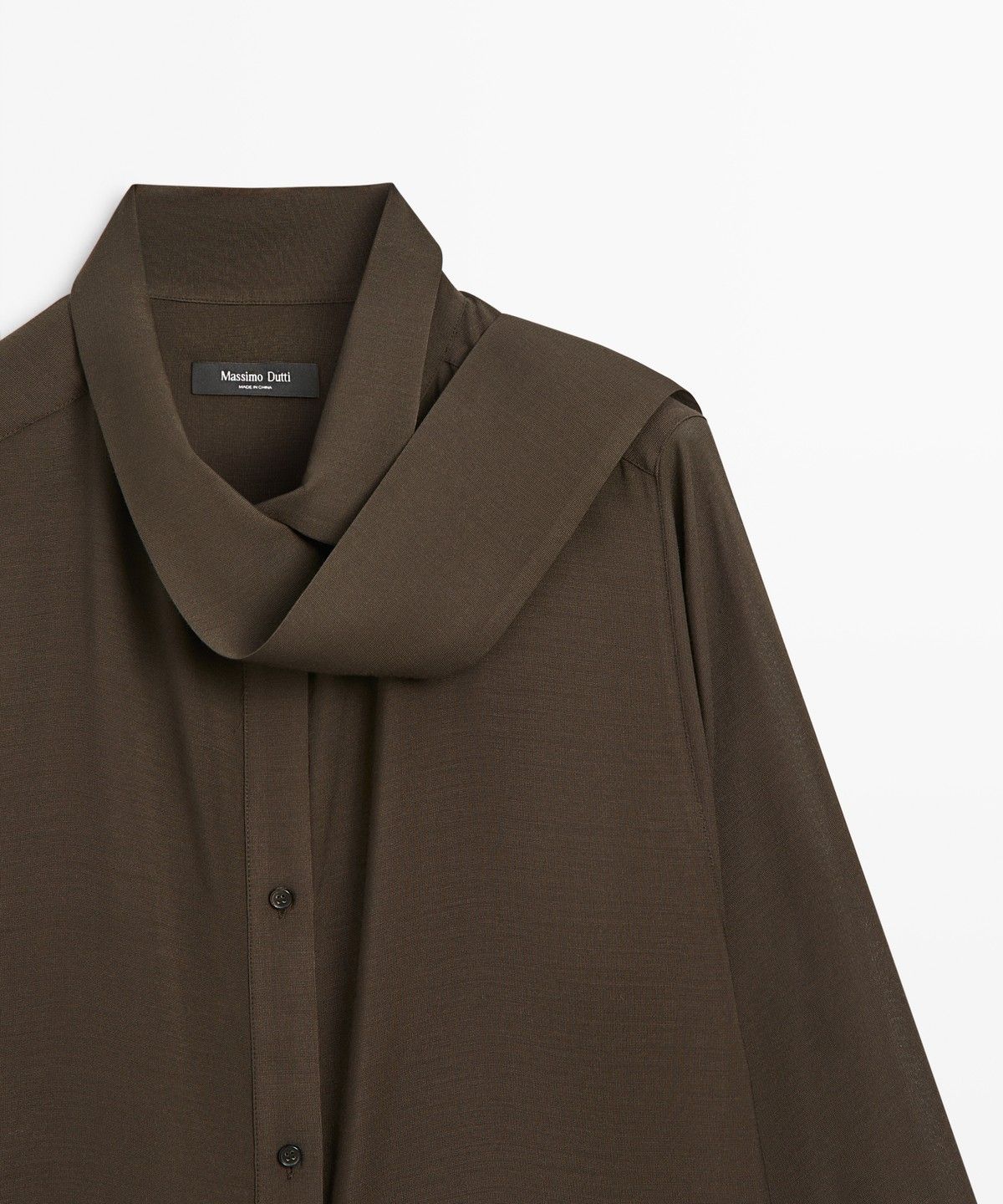 마시모두띠(MASSIMO DUTTI) 타이 디테일 세미 시어 셔츠