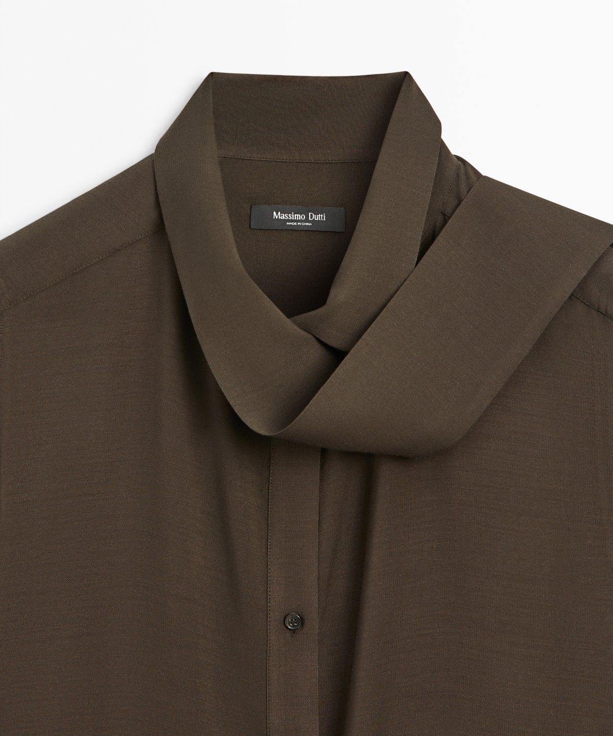마시모두띠(MASSIMO DUTTI) 타이 디테일 세미 시어 셔츠