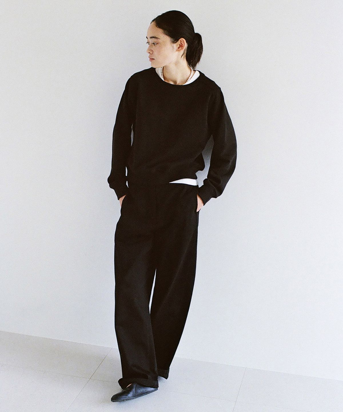 블랭크룸 우먼(BLANKROOM HER) 콜레트 스웻 셔츠_ROYAL BLACK