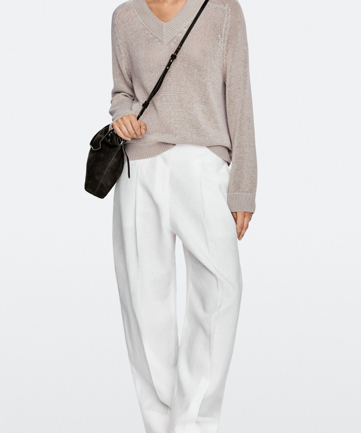 마시모두띠(MASSIMO DUTTI) 미디엄 스플릿 스웨이드 숄더백