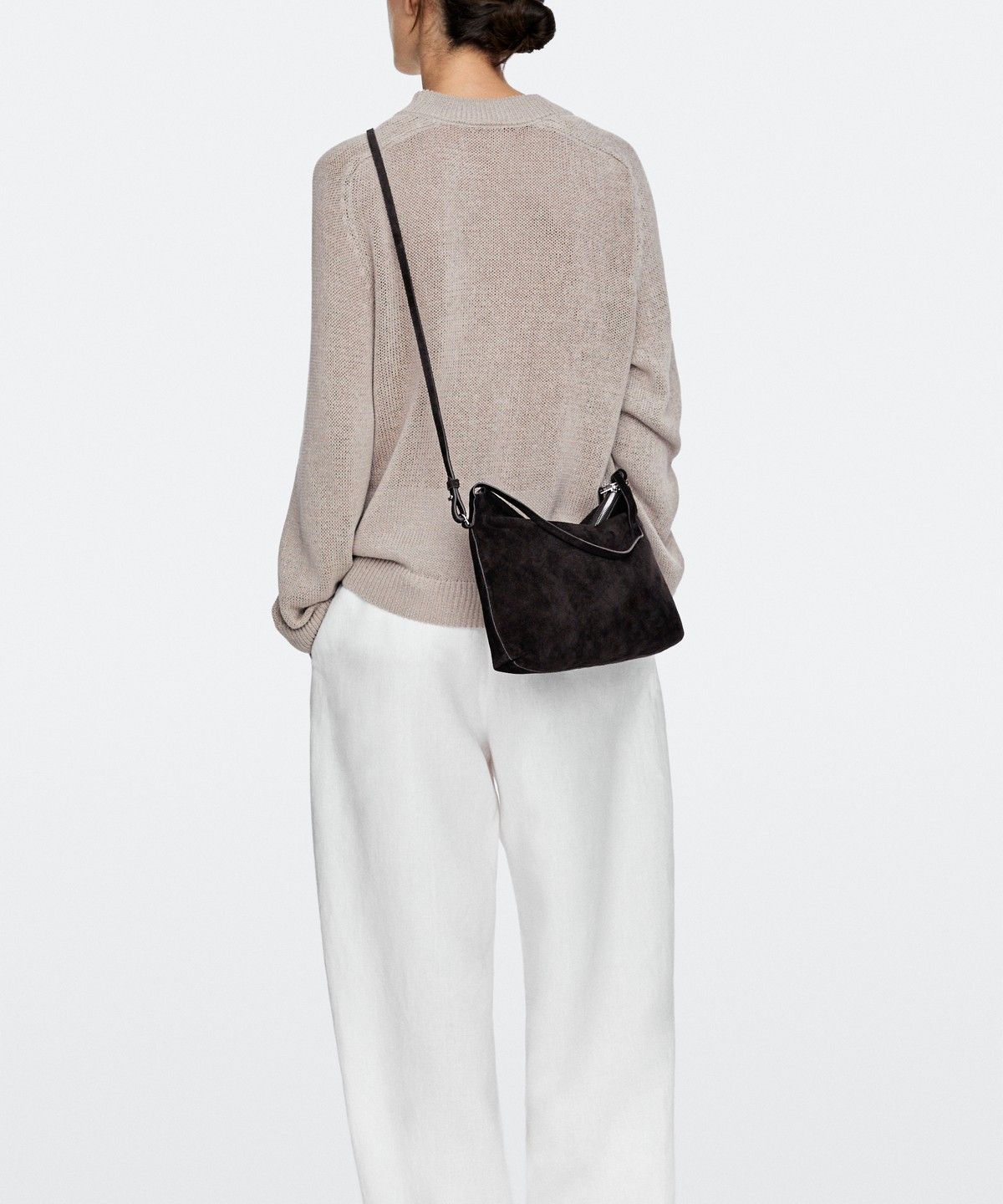 마시모두띠(MASSIMO DUTTI) 미디엄 스플릿 스웨이드 숄더백