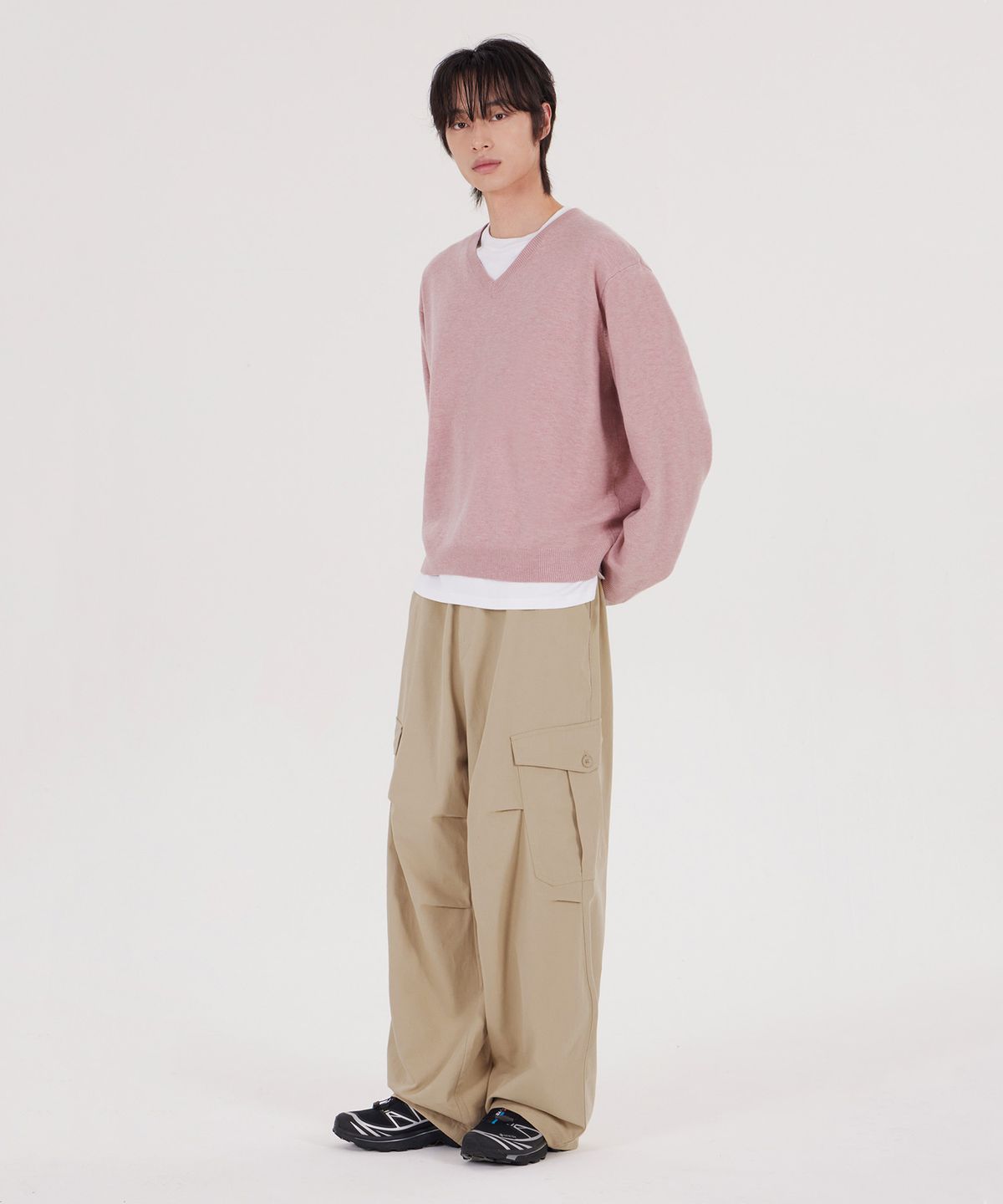 굿라이프웍스(GLW) [unisex] 소프트 브이넥 니트 핑크
