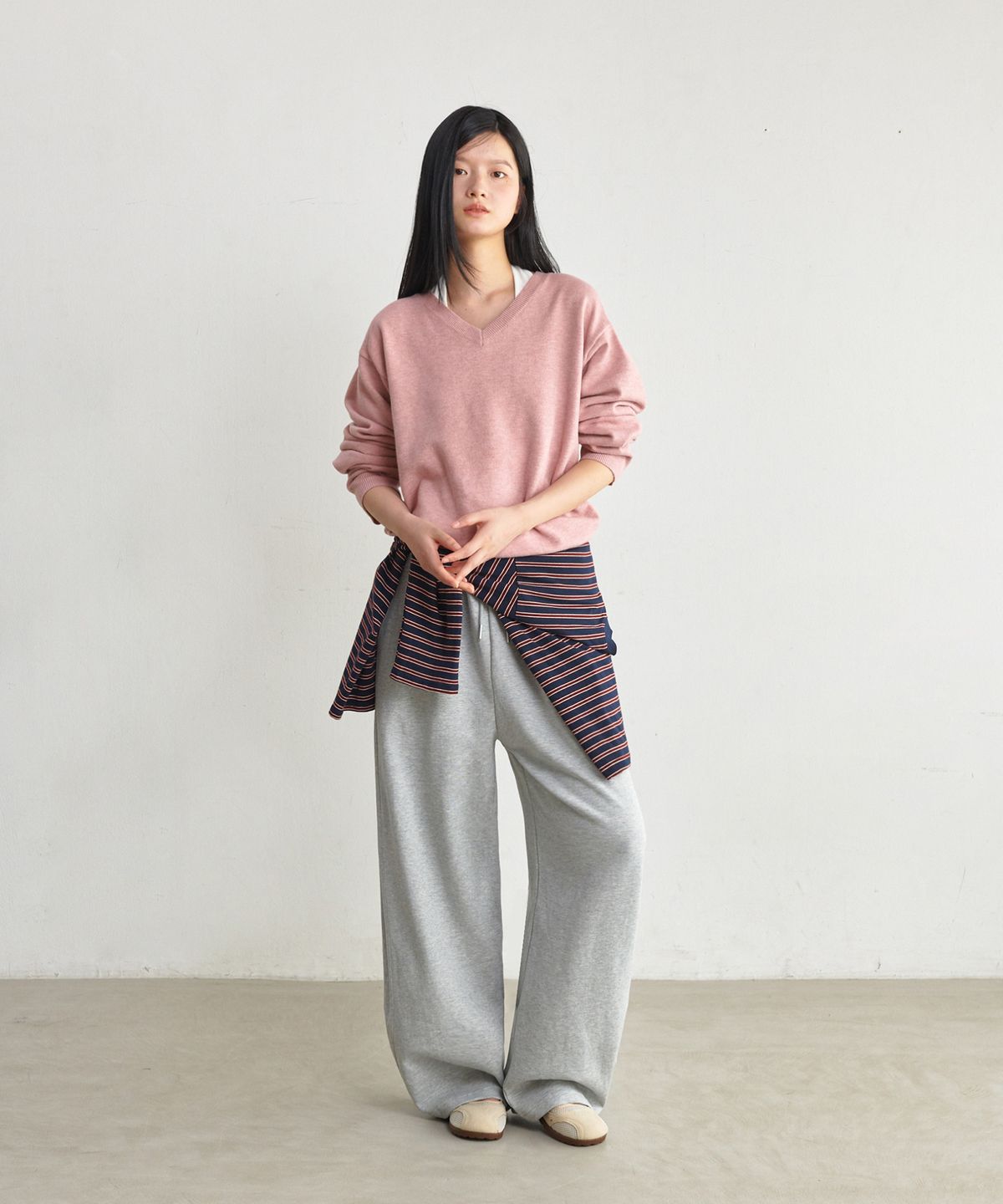 굿라이프웍스(GLW) [unisex] 소프트 브이넥 니트 핑크