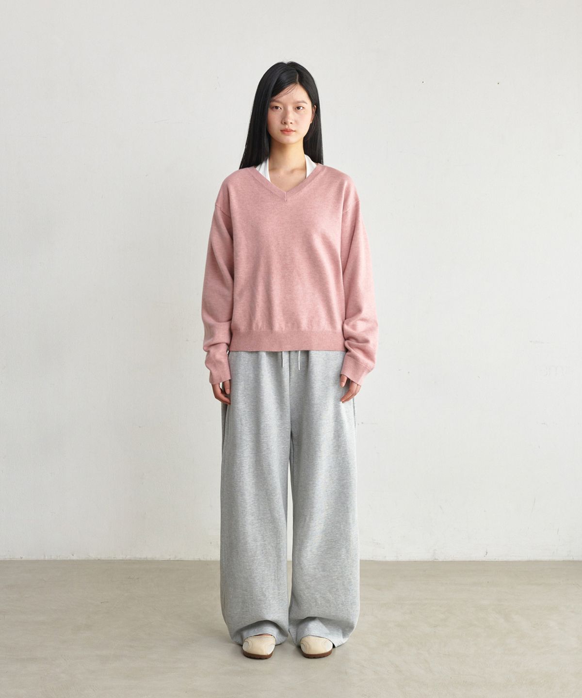 굿라이프웍스(GLW) [unisex] 소프트 브이넥 니트 핑크