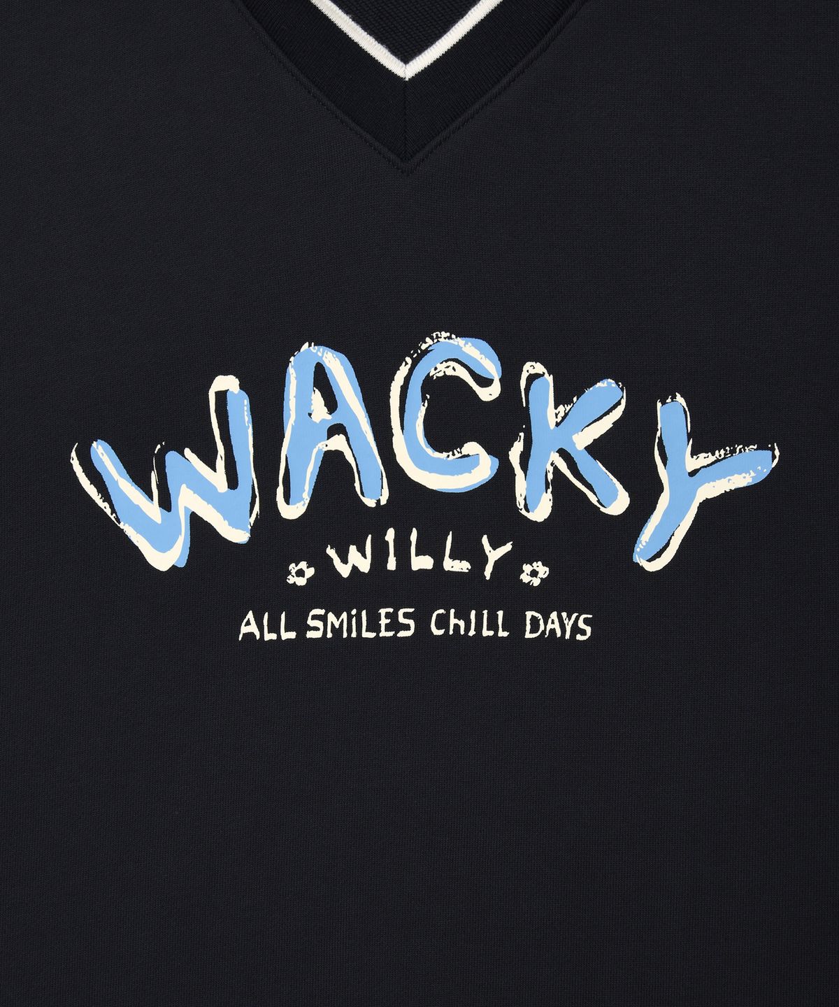 와키윌리(WACKY WILLY) 우먼스 브이넥 카라 맨투맨 네이비