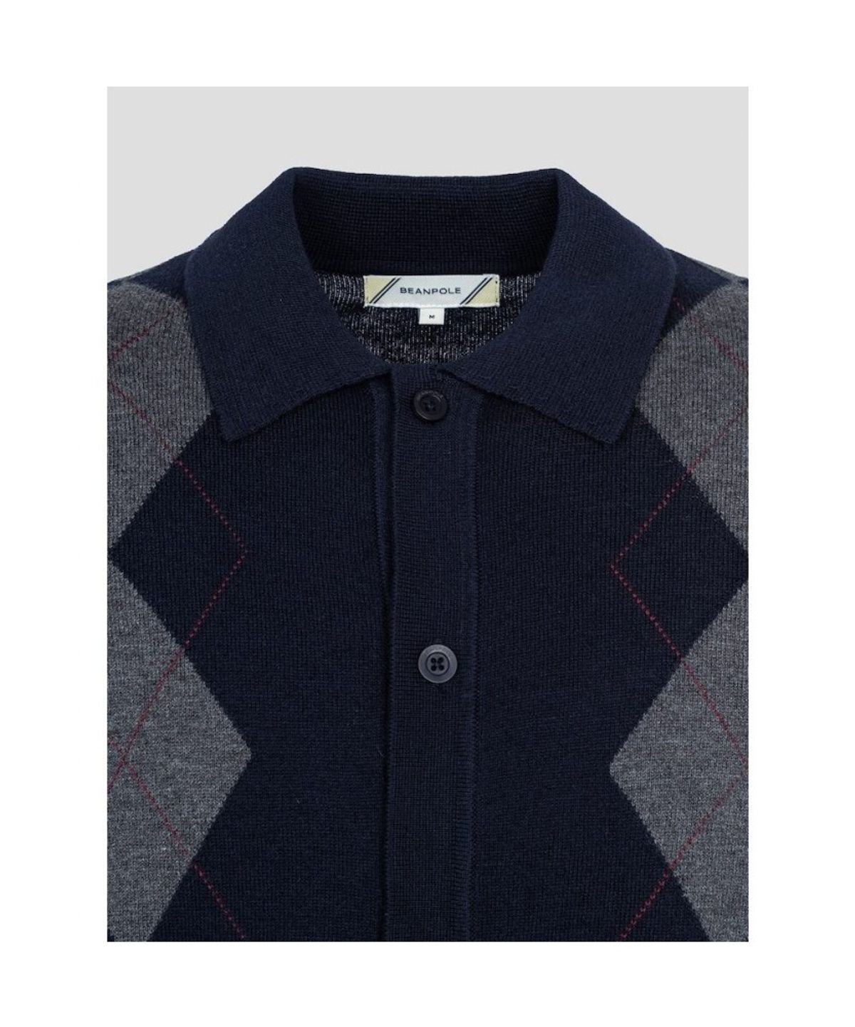 빈폴 멘(BEANPOLE MEN) 아가일 칼라넥 카디건  네이비
