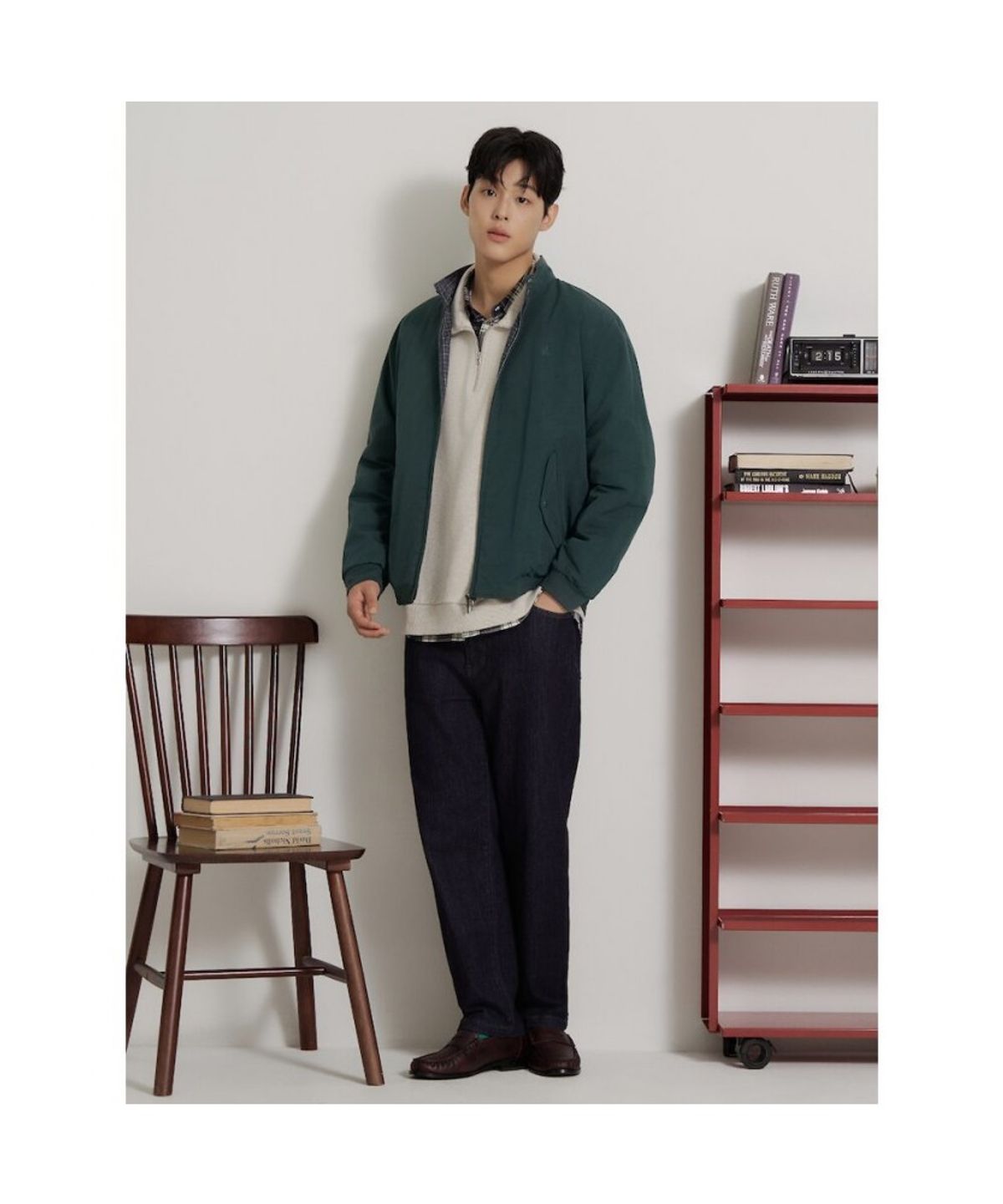 빈폴 멘(BEANPOLE MEN) 리버시블 체크 해링턴 재킷  그린