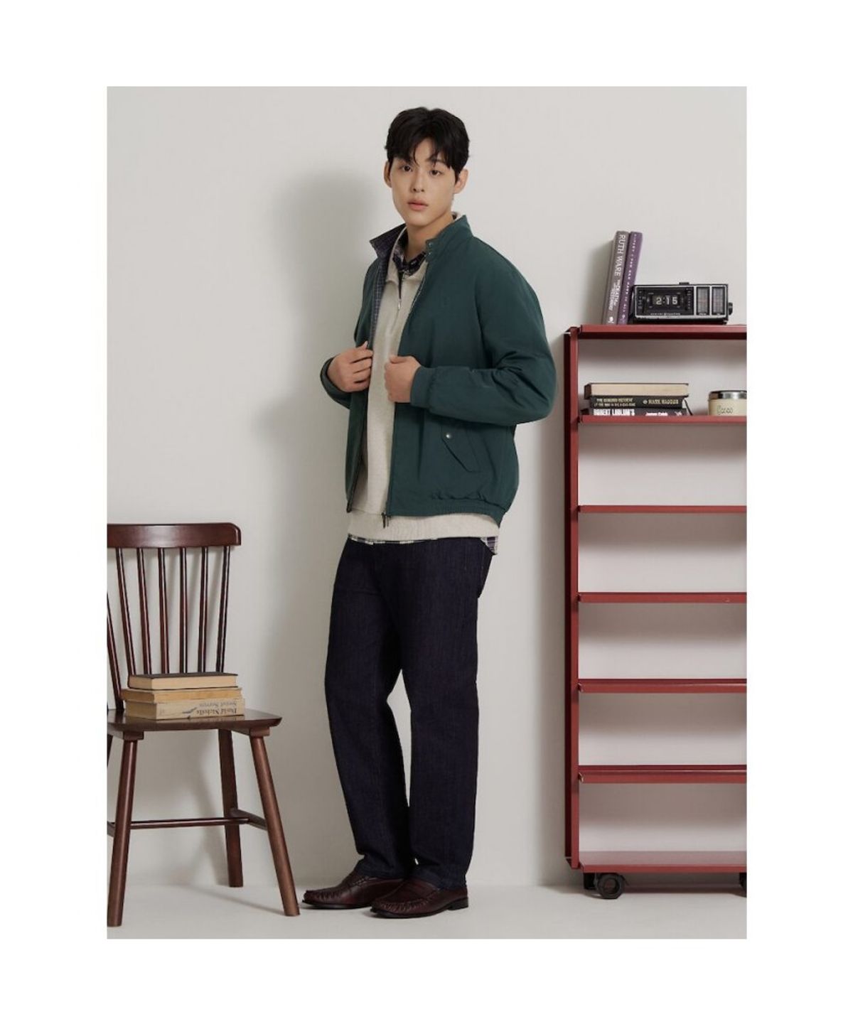 빈폴 멘(BEANPOLE MEN) 리버시블 체크 해링턴 재킷  그린