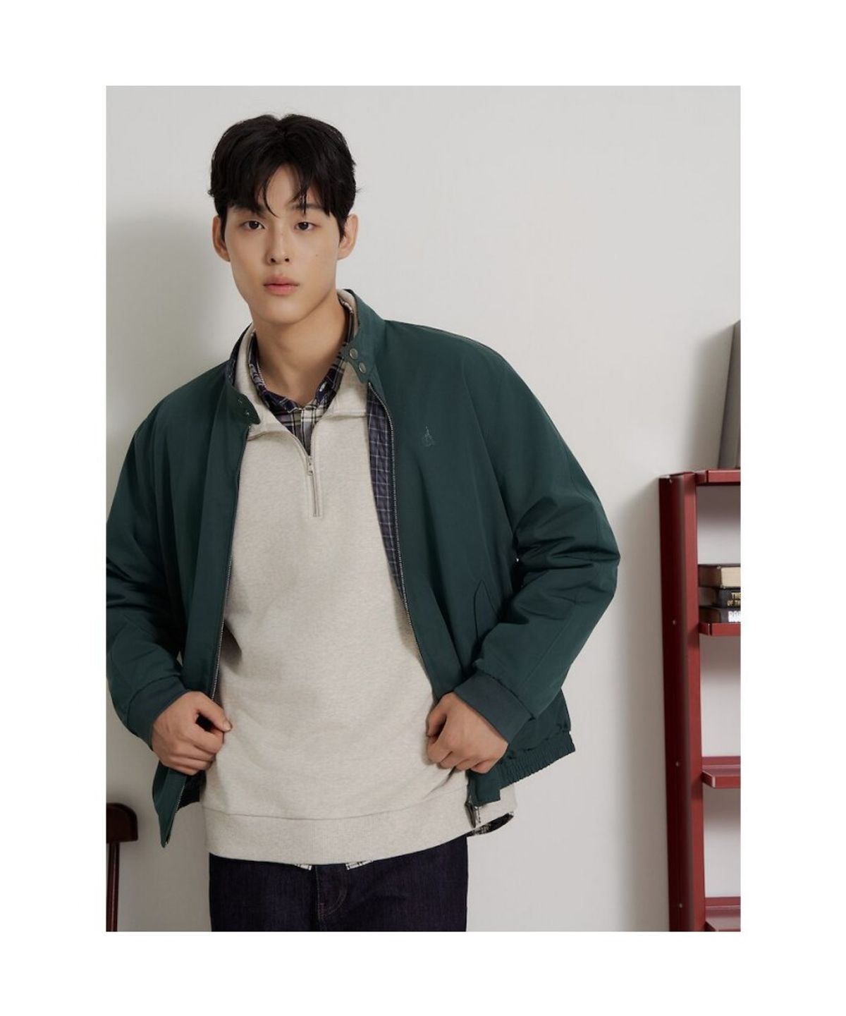 빈폴 멘(BEANPOLE MEN) 리버시블 체크 해링턴 재킷  그린