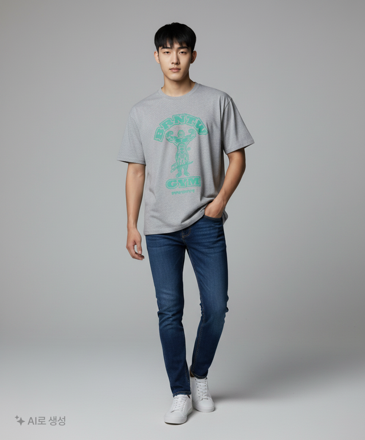 본투윈(BORN TO WIN) RAISEBORN OVER FIT T-SHIRTS [MELANGE GREY] 1