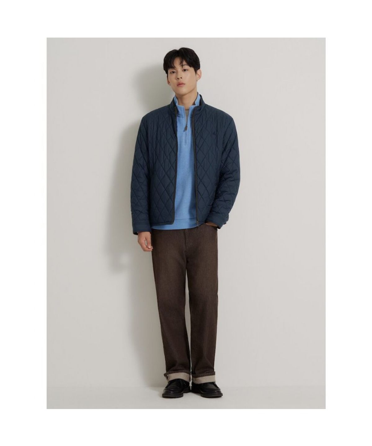 빈폴 멘(BEANPOLE MEN) [Essential] 다이아퀼팅 하이넥 점퍼  네이비